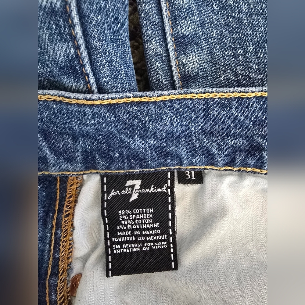 7 For All Mankind Blue Cropped Ankle Jeans - Picture 7 of 13